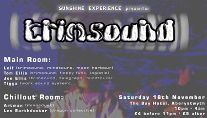 flier for Sunshine Experience at The Bay Hotel, Aberystwyth